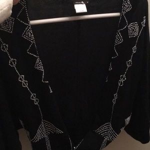 BCBG button down sweater with white beads!